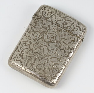 A Victorian engraved silver card case with monogram Birmingham 1893 61 grams 