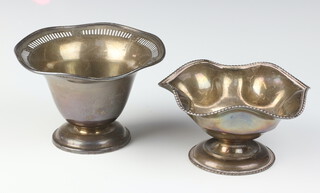 An Edwardian silver pedestal bowl Birmingham 1908 12cm, a Sterling ditto 12cm, 204 grams 