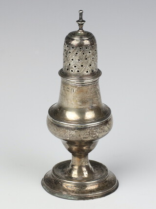 A George III sugar caster on vase stem London 1807, 13cm, 73 grams 