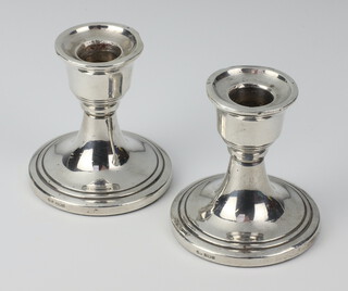 A pair of dwarf silver candlesticks Birmingham 1968 8cm 