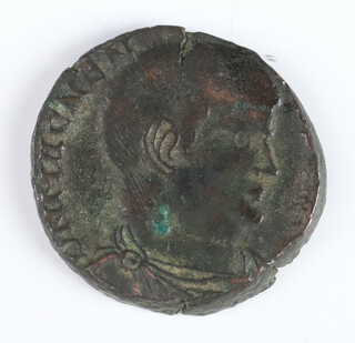 Roman Empire 350-353AD a Magnentius bronze nummus, Christogram on reverse and Roman Empire 235-284AD bronze coins of 6 mixed Emperors 