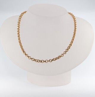 A yellow metal 9k belcher necklace 40cm, 4.9 grams