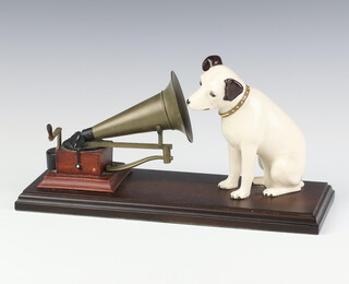 A Royal Doulton figure - His Master's Voice Nipper 1900-2000 limited edition no.841 of 2000 on a wooden plinth 29cm 