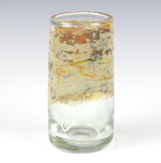 A Wayne D Filan studio glass freeform vase 15cm with etched marks