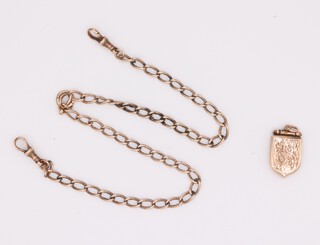 A 9ct yellow gold necklace 37cm together with a gold plated locket 9.1 grams 
