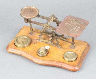 Benetfink of Cheapside London, a set of gilt metal postage scales complete with weights 