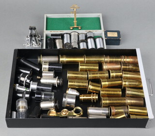 A collection of 19th Century and later gilt metal microscope objectives