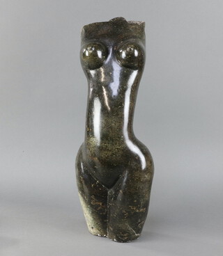 P Kotokwa, a South African polished hardstone sculpture of a reclining female torso 11cm h x 52cm w x 23cm d 