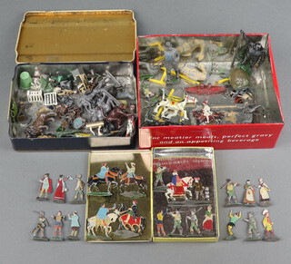 Britains et al, a collection of zoo and other animals, figures and scenery, together with a collection of pressed lead figures of Elizabethan and Tudor characters 