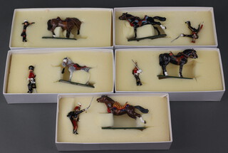 Frontline Figures, 4 cast metal painted figures of Captain Lewis E Nolan 15th Hussars, Major General The Earl of Lucan Commander of Cavalry, Major General Earl of Cardigan and British Inniskilling NCO,  together with a British Scots Grey Officer, all boxed