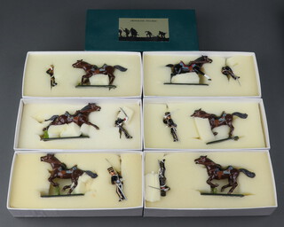 Frontline Figures, 6 cast metal painted figures of the 13th Light Dragoons to include bugler, wounded trooper, dead trooper, officer, trooper type one and NCO, all boxed   