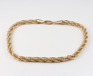 A 9ct yellow gold rope twist bracelet, 3.3 grams, 20cm 