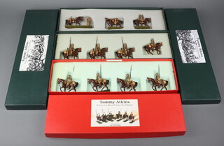 Tommy Atkins toy soldiers, 3 boxes of World War One cast metal hand painted Cavalry figures  (x11) 