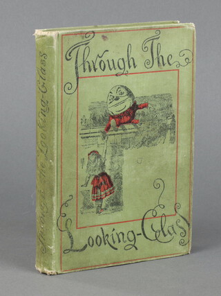 Carroll Lewis "Through The Looking Glass and All Alice Found There", with illustrations by John Tenniel,  peoples edition, fifty first thousandth edition, bound in green cloth with black and red etching to cover, 12mo., London MacMillan and Co 1898 