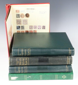 An album of mint and used GB stamps Victoria to Elizabeth II, 3 screen simplex stock books of used world stamps including GB - 2 penny blacks, numerous penny reds, Holland,  India, Japan, Luxembourg, Newfoundland, USA Sweden, Russia, France, Finland, Denmark, Chile, Canada etc, green stock book of mint GB Elizabeth II stamps 