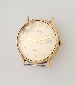 A gentleman's 18ct yellow gold Rotary calendar Elite wristwatch 32mm, gross weight 24.8 grams 