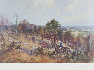 John King, Limited Edition print signed in pencil, fox hunting scene, numbered 69/289, 34cm x 50cm 