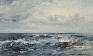Henry Moore (1831-1895) , oil on canvas signed, seascape 23cm x 38cm, with Cider House Galleries label on verso 