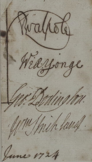 Signature - Sir Robert Walpole and 3 others 10cm x 6cm 