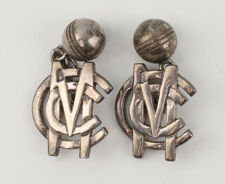 A pair of silver MCC (Marylebone Cricket Club) cufflinks, 15 grams 