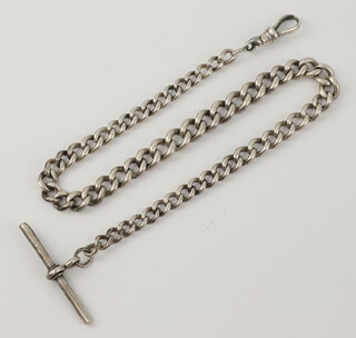 A silver Albert with T bar and clasp 38 grams 