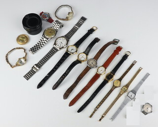 Two ladies gilt cased wristwatches and a collection of other minor wristwatches 