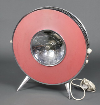A Sofono convector heater in a circular pink and chrome case 86cm diam.  