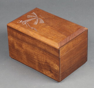 An Eastern carved hardwood box with hinged lid 18cm h x 29cm w x 20cm d 