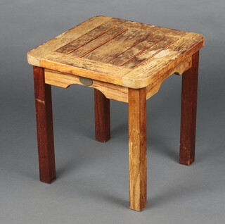 Lister, a square slatted hardwood garden table 49cm x 45cm x 45cm 