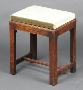 A 19th Century  rectangular mahogany stool with drop in seat on square supports 45cm h x 37cm w x 30cm d 