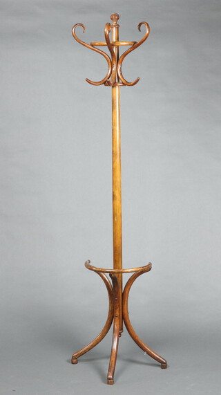 A bentwood crescent shaped hat and coat stand 198cm h 