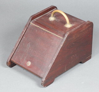An Edwardian mahogany coal box with hinged lid 27cm h x 30cm w x 44cm d 