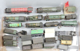 A collection of KitMaster plastic models of locomotives, tender and a small collection of plastic rolling stock 