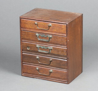 An Edwardian mahogany table top chest of 5 shallow drawers 31cm h x 26cm w x 17cm d 