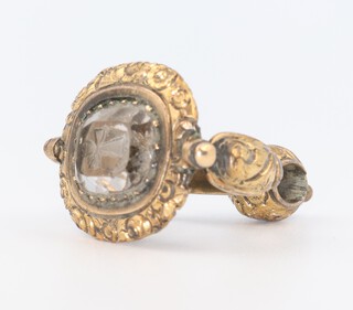 A 19th Century gilt metal carved rock crystal double swivel seal 32mm  