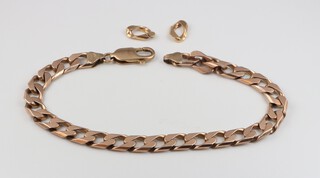 A 9ct yellow gold flat link bracelet with 2 extra links, 18cm, 16 grams 