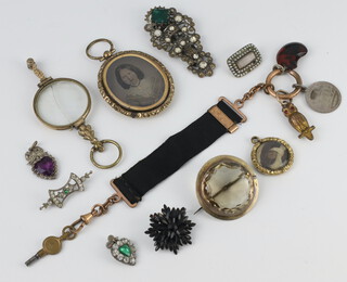 A 19th Century  in memoriam brooch and minor Victorian jewellery 