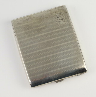 A silver cigarette case with engraved decoration and monogram Birmingham 1927, gross weight 158 grams 