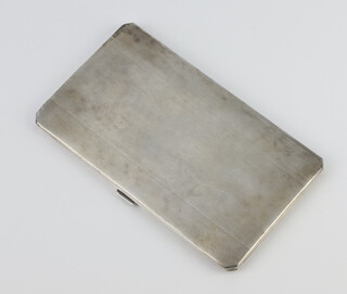 A silver engined turned cigarette case Birmingham 1946, 216 grams, 14cm 