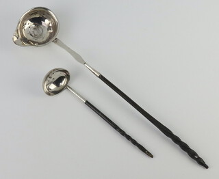 A Victorian silver ladle Glasgow 1844, a Georgian ditto with coin set base 