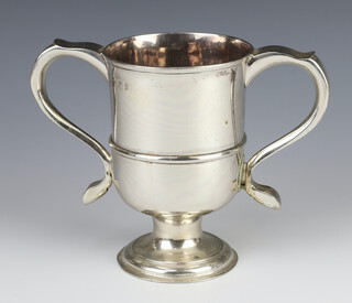 A George III 2 handle silver cup with S scroll handles, Newcastle 1804, 444 grams, 15cm maker John Langlands 1 and John Robertson 1