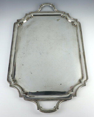  An Edwardian silver plated two handled tray 66cm 