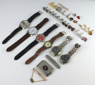 A gentleman's Eiger wristwatch, a collection of cufflinks and minor wristwatches 
