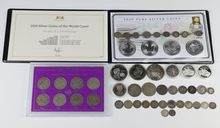 Four commemorative silver medallions 2020, each 31 grams, together with minor pre 1947 and other coinage 