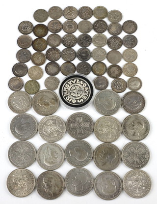A quantity of pre 1947 coinage and a silver commemorative coin, 276 grams 
