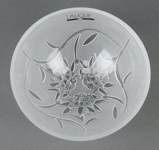 A Lalique Edelweiss bowl with etched lower cased marks boxed