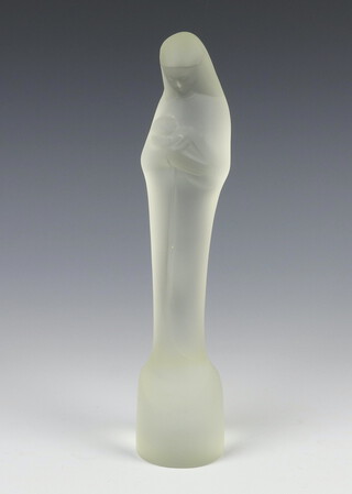 A 1930's Gusl frosted glass Madonna and Child by Stef Uiterwaal 25cm 