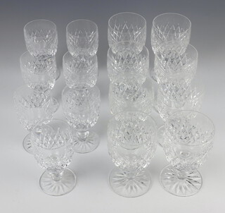Eight Waterford Crystal large wine glasses 13.5cm and 7 small wine glasses 12cm 
