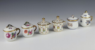 Two Royal Copenhagen posset pots 1572 6cm, 2 ditto 8570 7cm and 2 others 7cm 