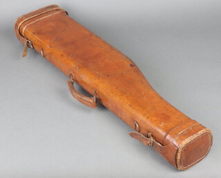 A light brown leather "leg of mutton" gun case 18cm x 80cm x 7cm 